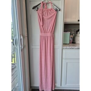 Gap Maxi Halter Dress Sz XS Coral And white